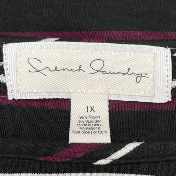 French Laundry Women Striped 3/4 Sleeve Top Snap Button SZ/1X - Picture 8 of 9